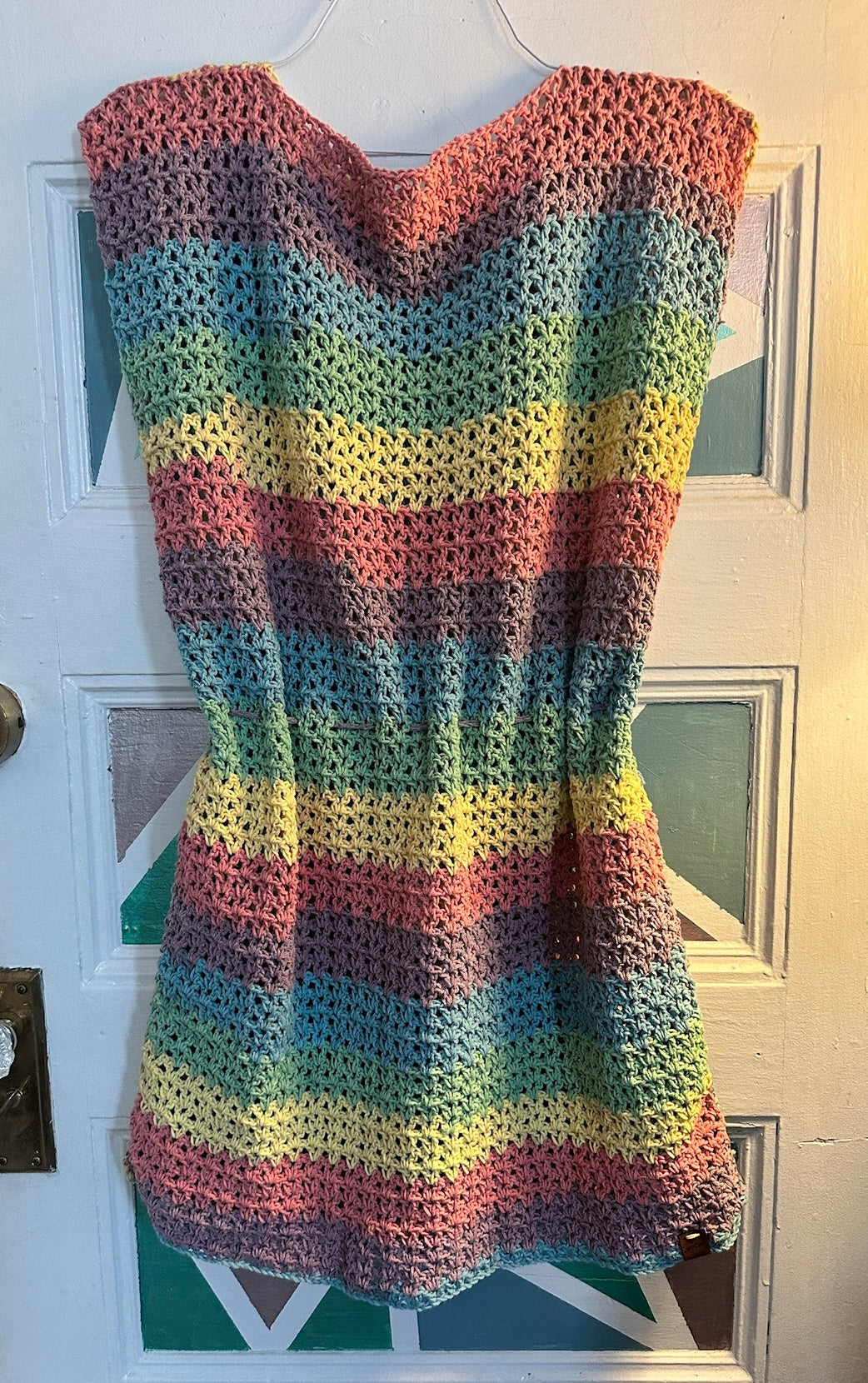 Rainbow 100% Cotton Crochet Dress