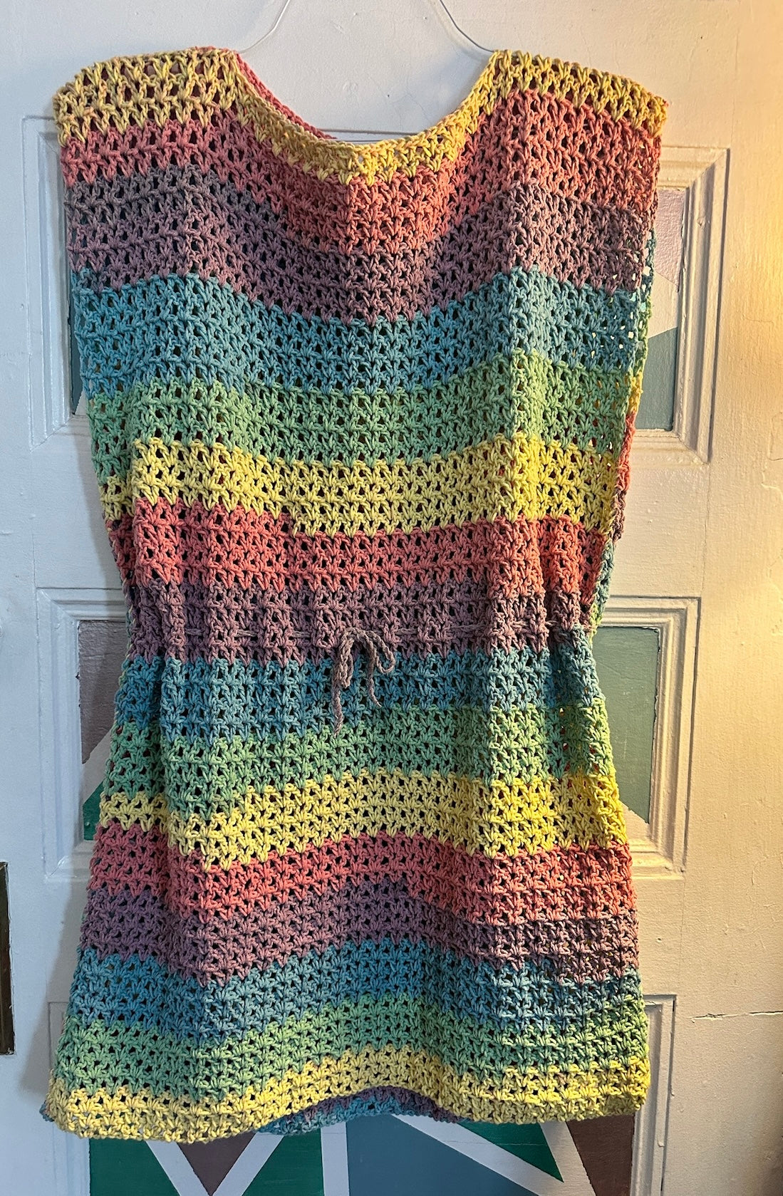 Rainbow 100% Cotton Crochet Dress