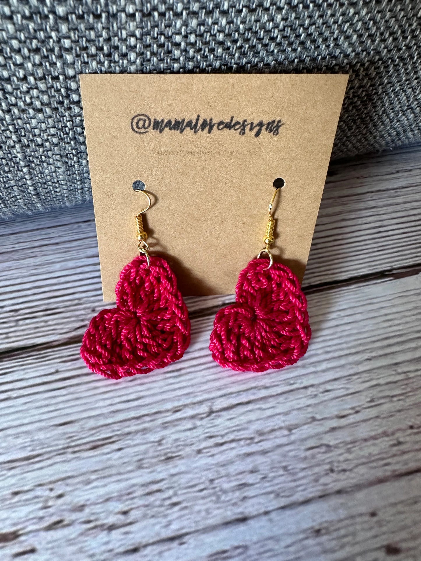 Crochet Heart Earrings